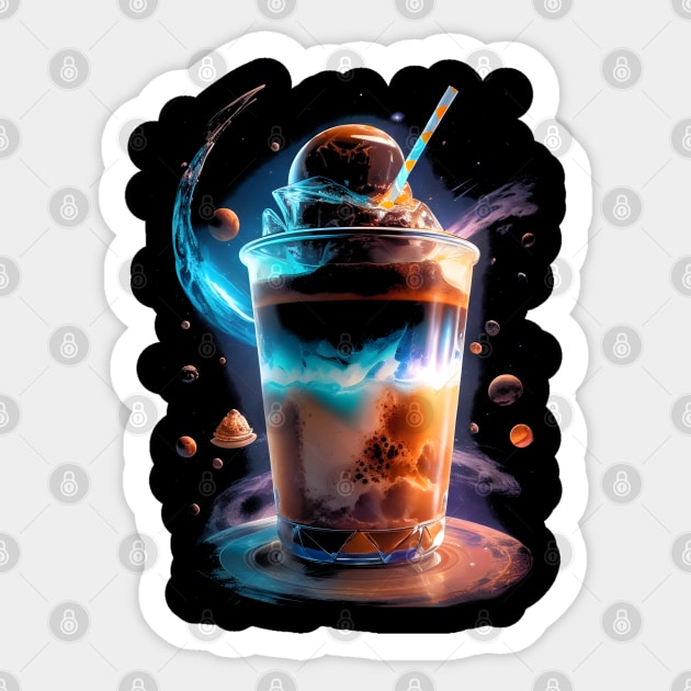 Ice Coffee in Space Sticker by Ravenglow